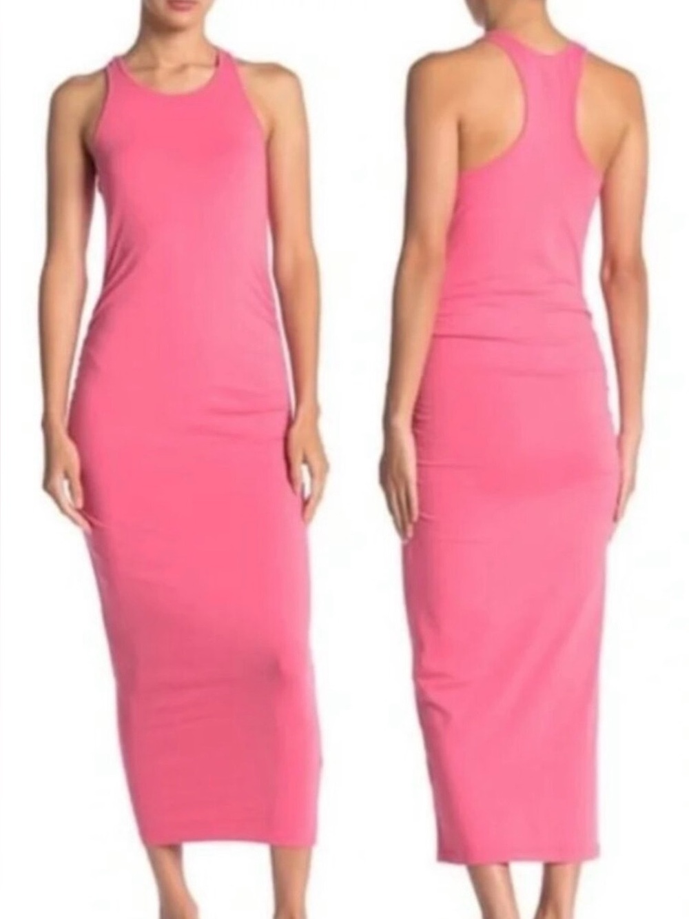Michael Stars Hot Pink Racerback Ruched Tank